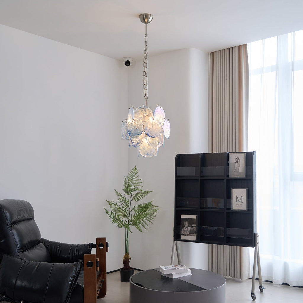 Aqua Blue Glass Murano Chandelier