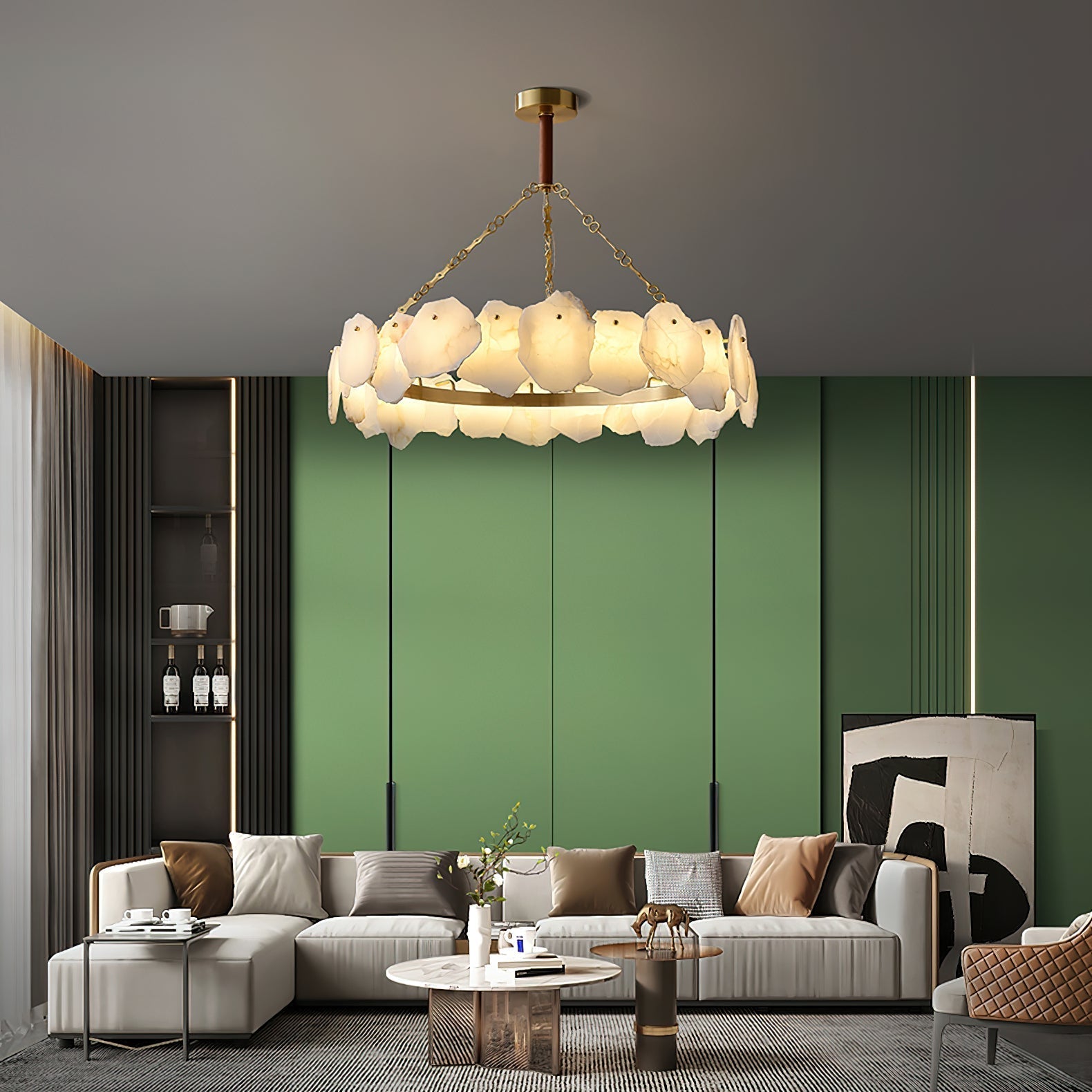 Burton Marble Round Chandelier