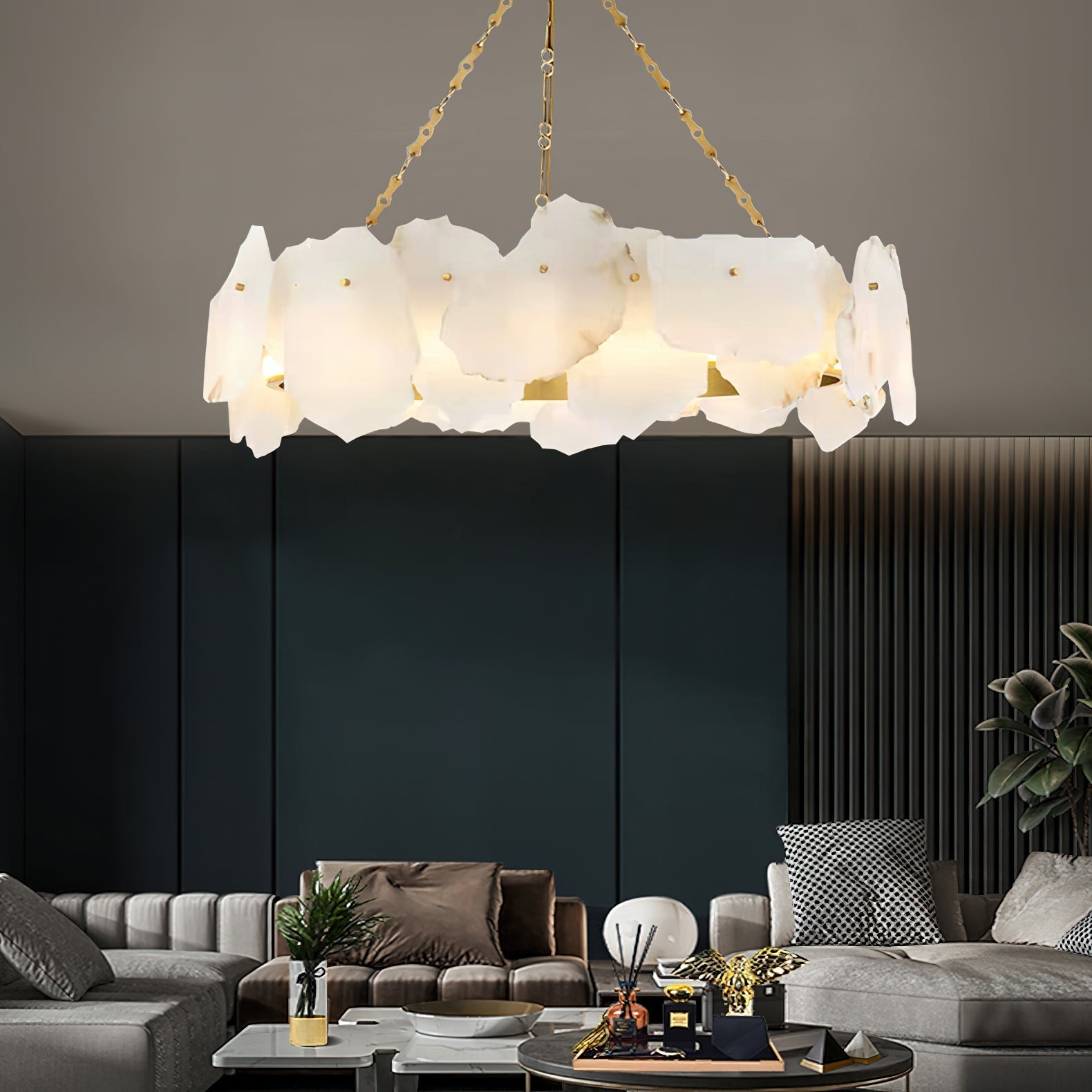 Burton Marble Round Chandelier
