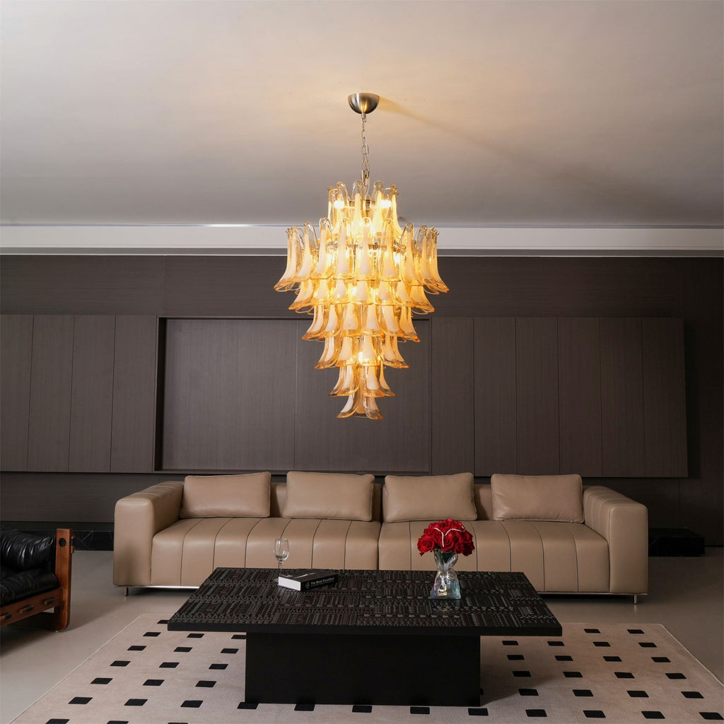 Yellow Murano Glass Petals Chandelier