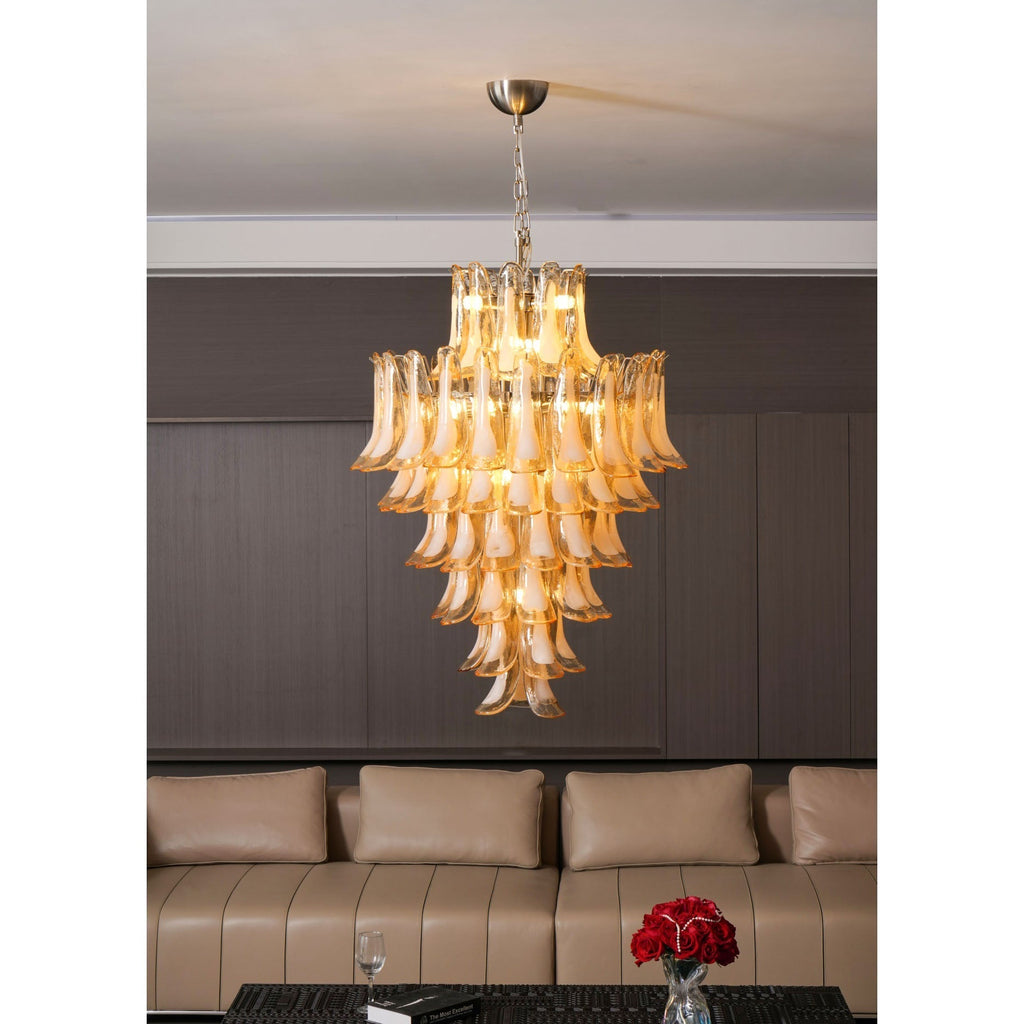 Yellow Murano Glass Petals Chandelier