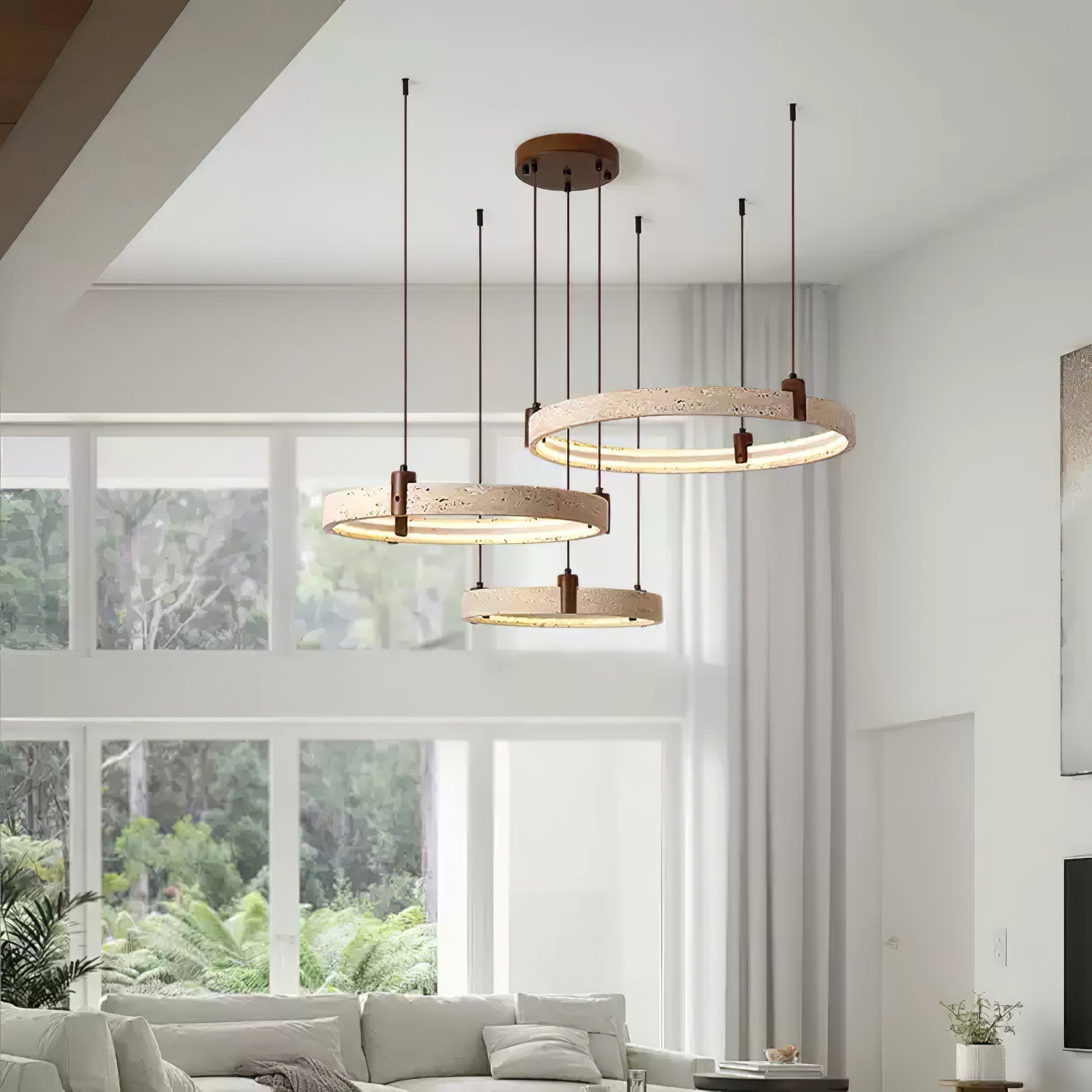 Celestial Orbit Travertine Chandelier
