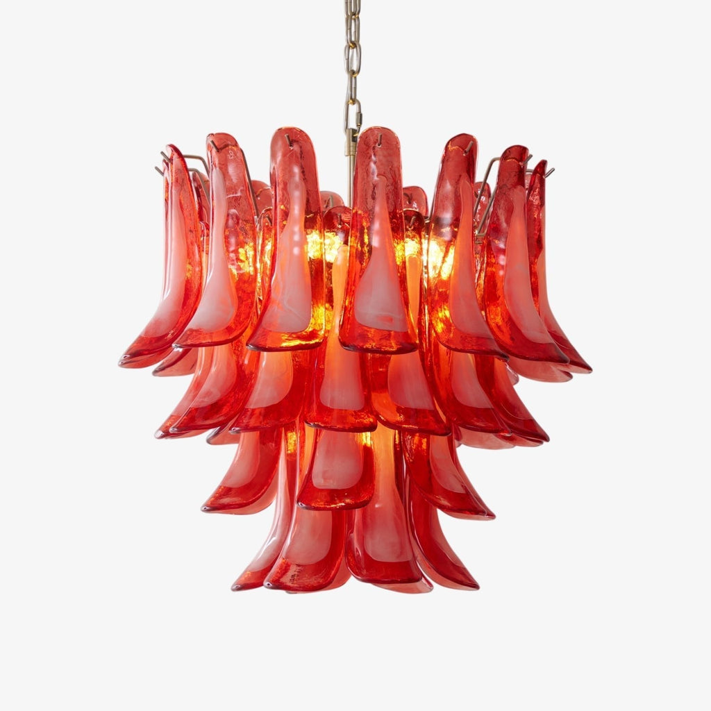 Crimson Glass Murano Petals Chandelier