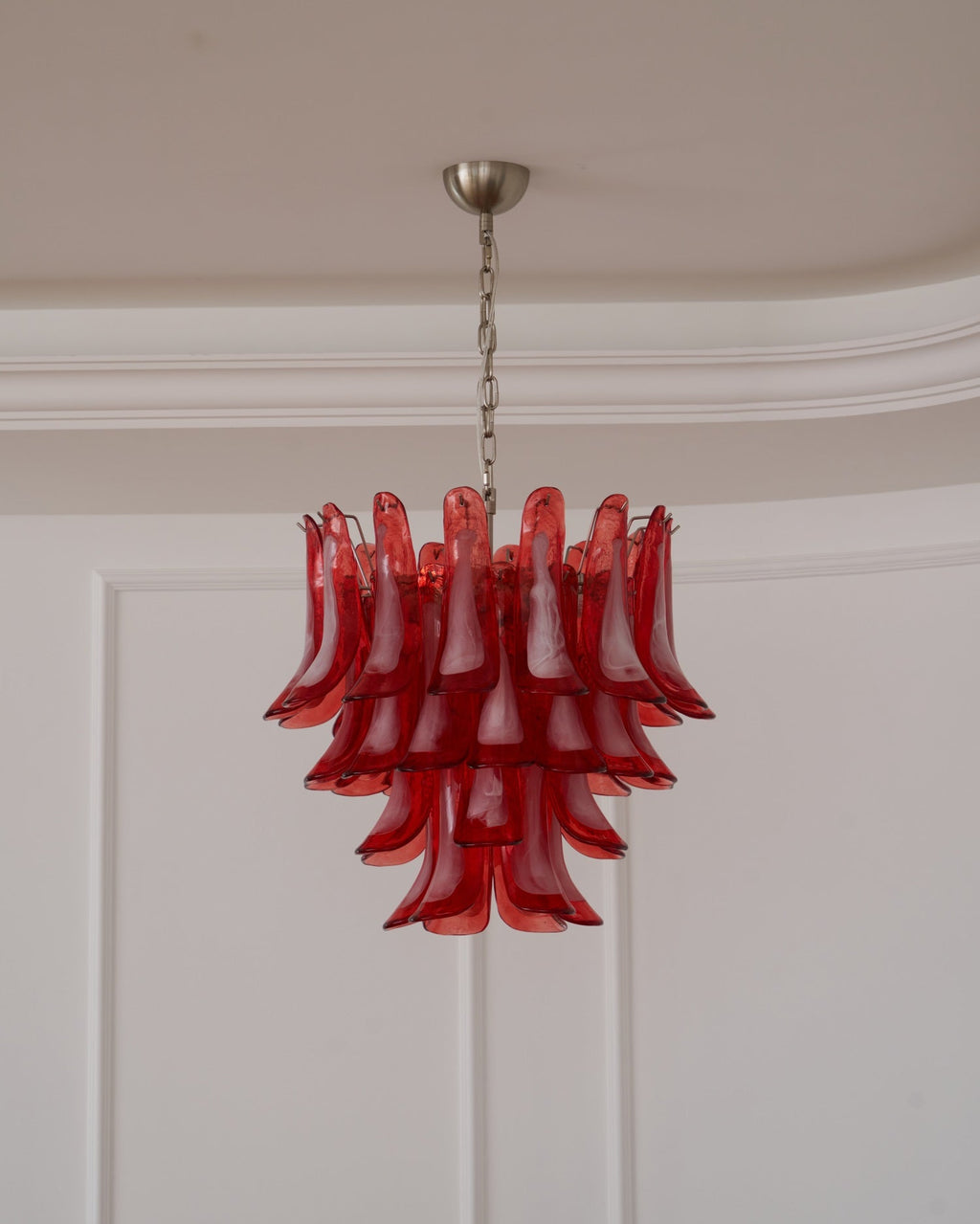 Crimson Glass Murano Petals Chandelier
