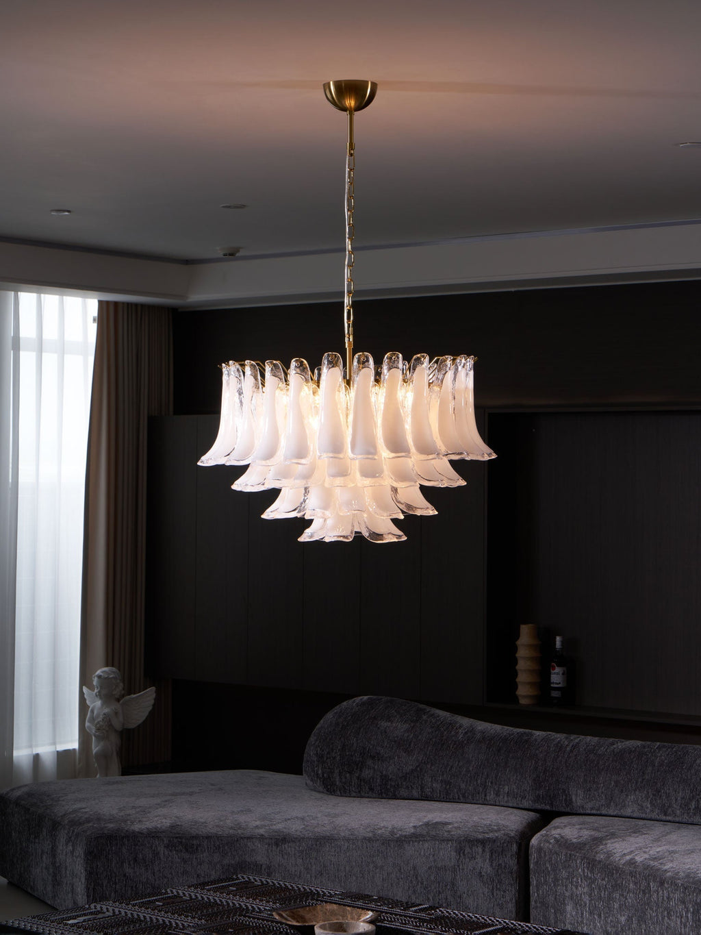 Fiora Pink Glass Chandelier
