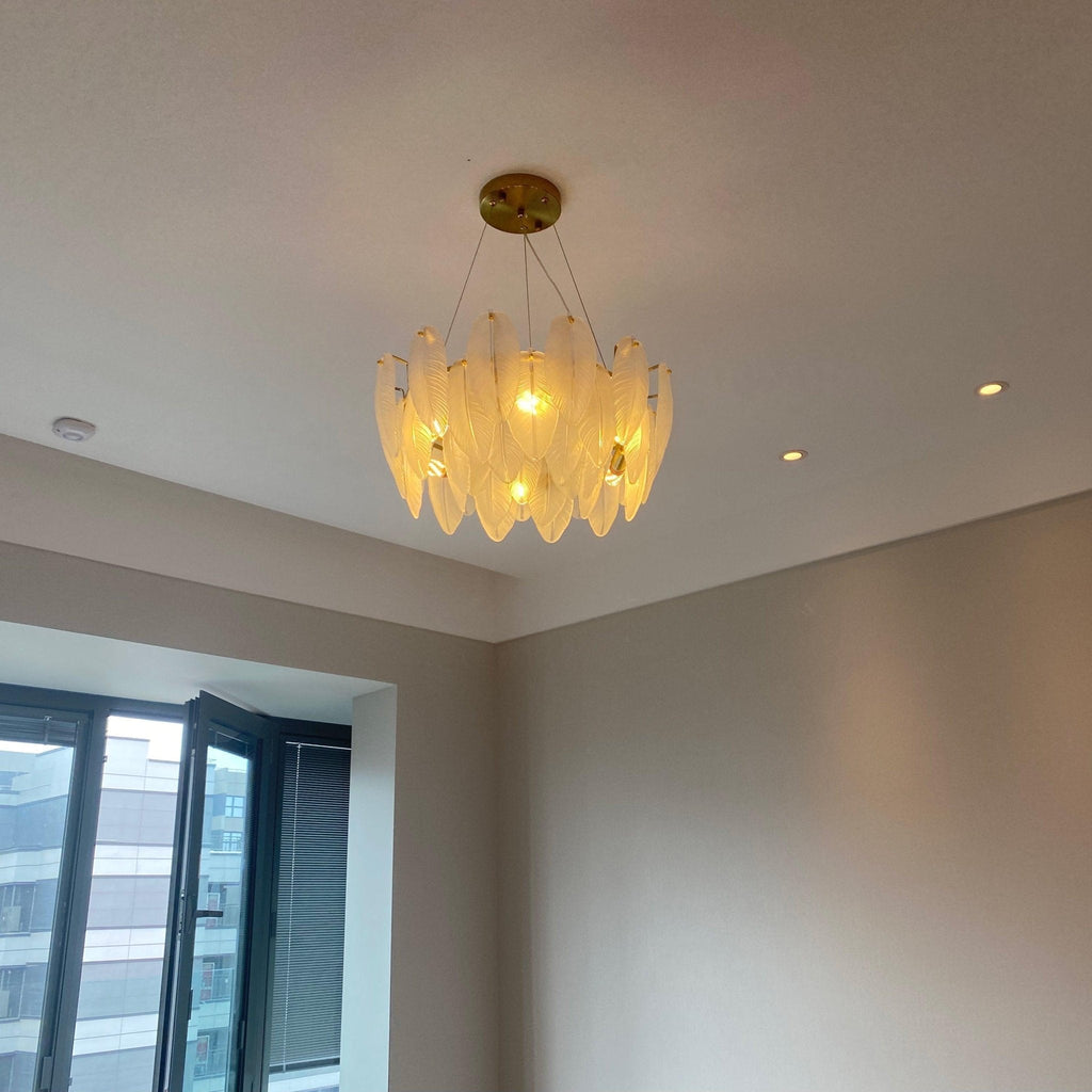 Glass Feather Chandelier