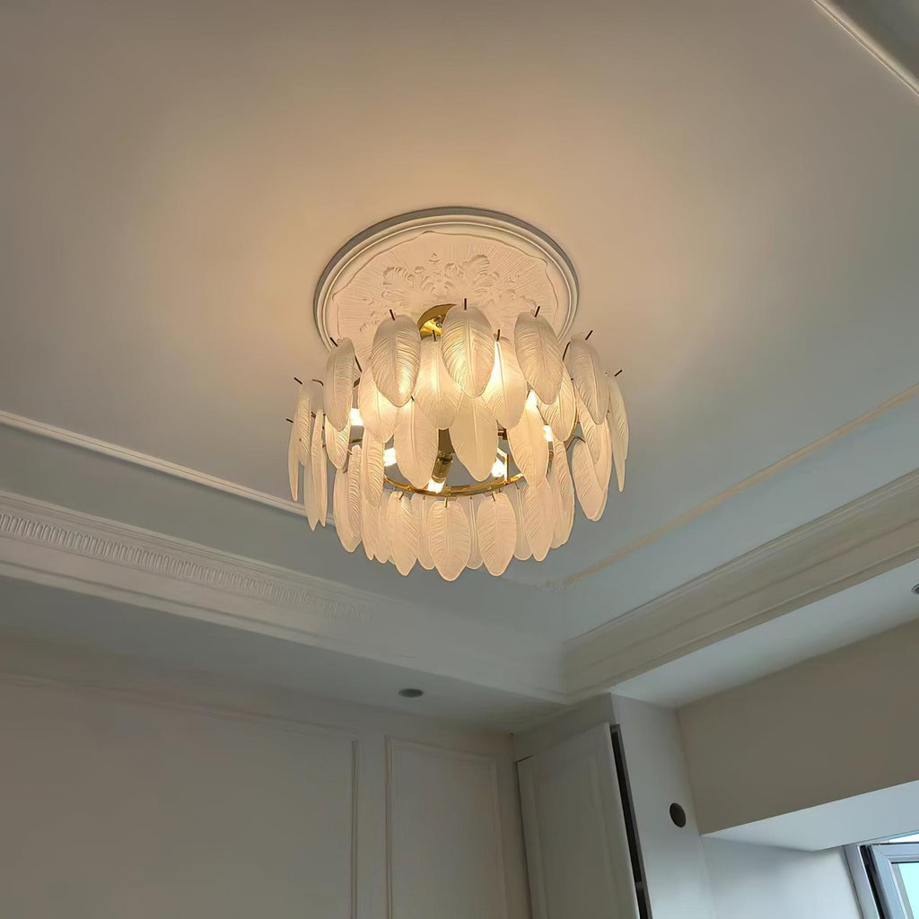 Glass Feather Chandelier