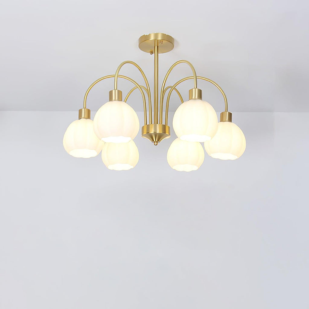 Glass Pumpkin Gold Chandelier