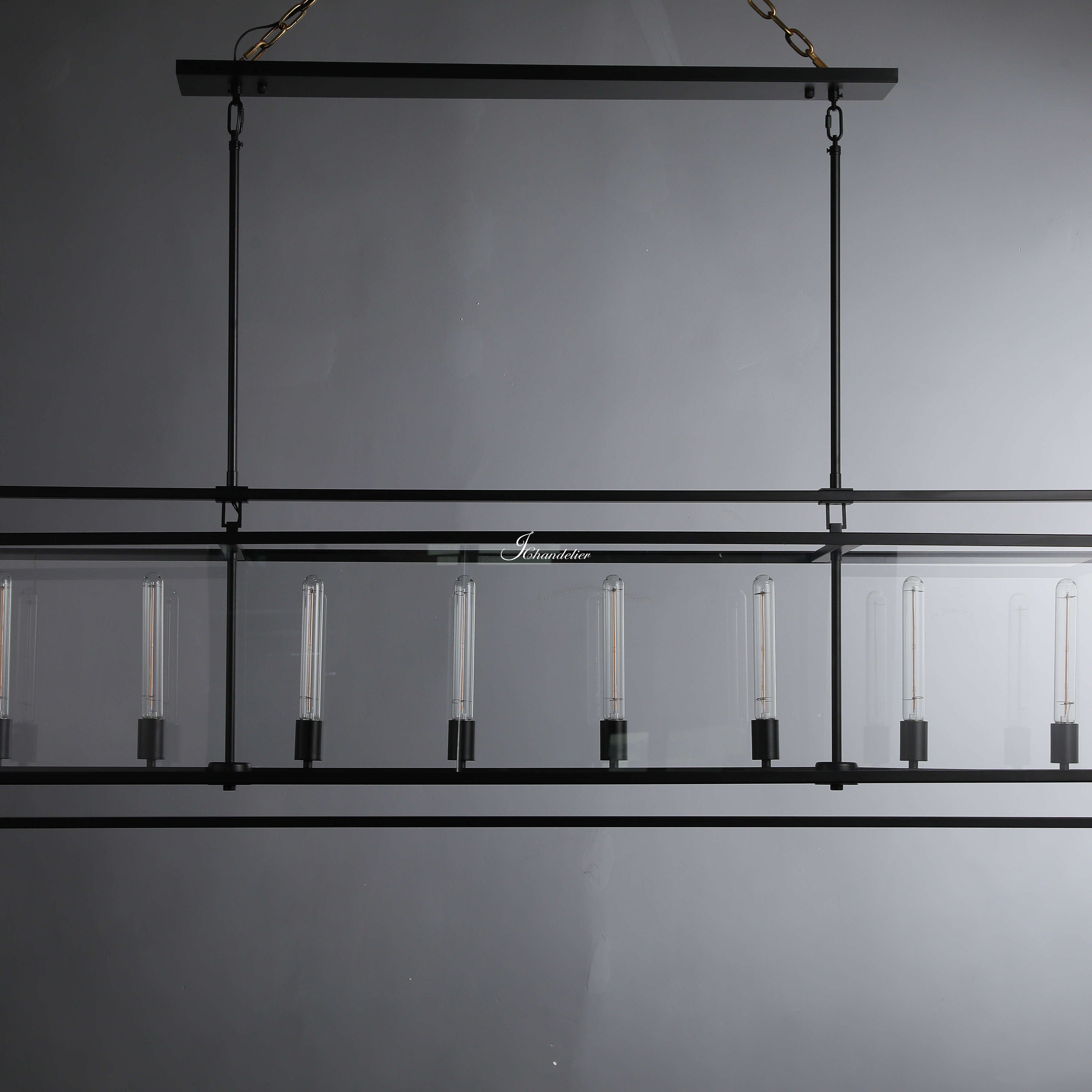 Baker Glass Lantern Rectangular Chandelier 72"