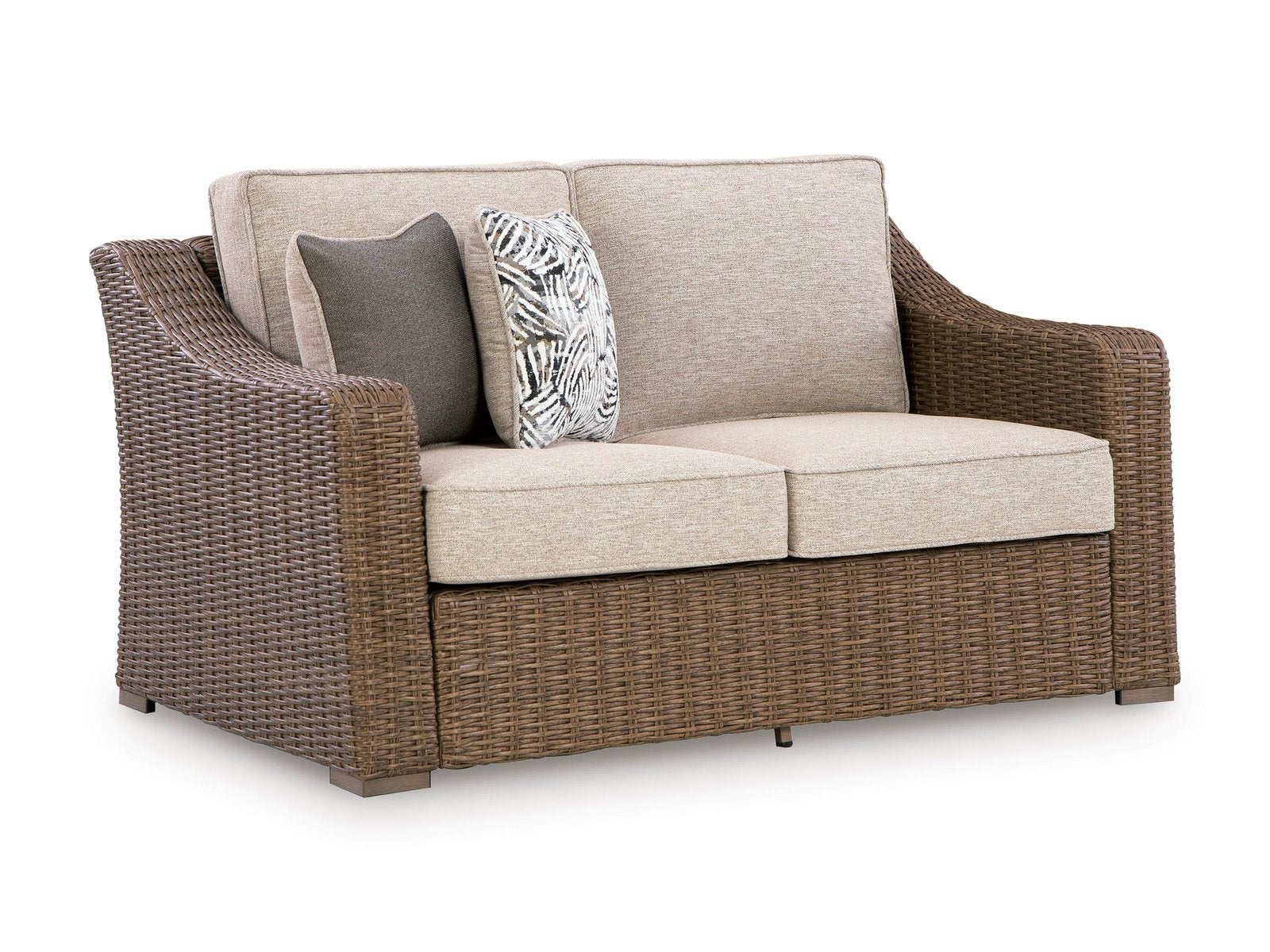 Outdoor Wicker Loveseat with Cushioned Seating