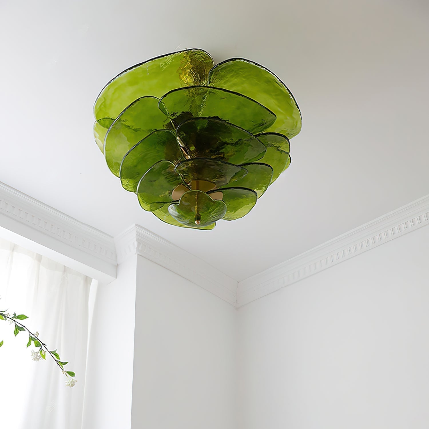 Lotus Leaf Layered Glass Chandelier