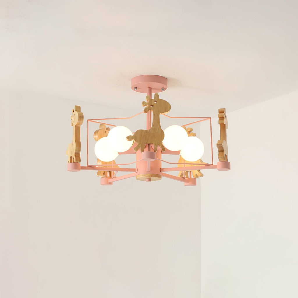 Lovely Deer Wooden Chandelier
