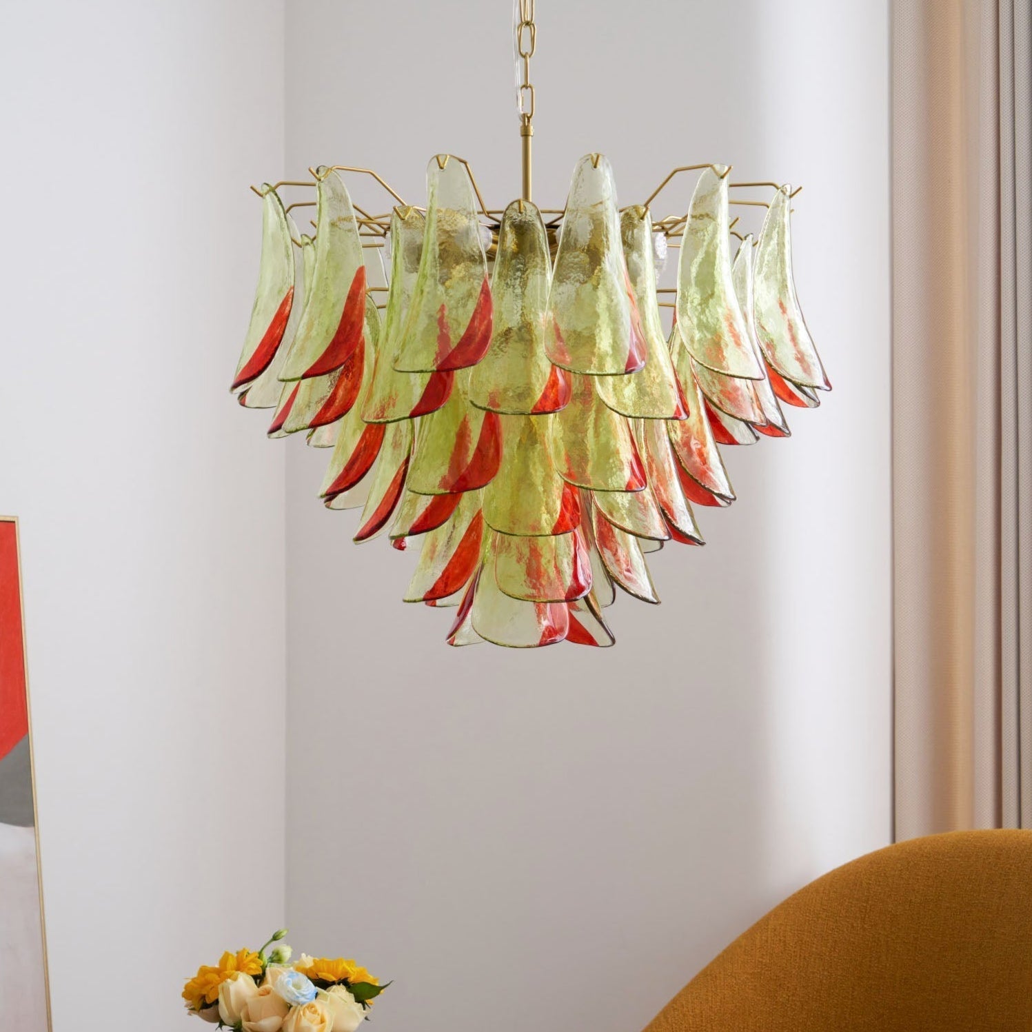 Emerald Flame Murano Glass Chandelier