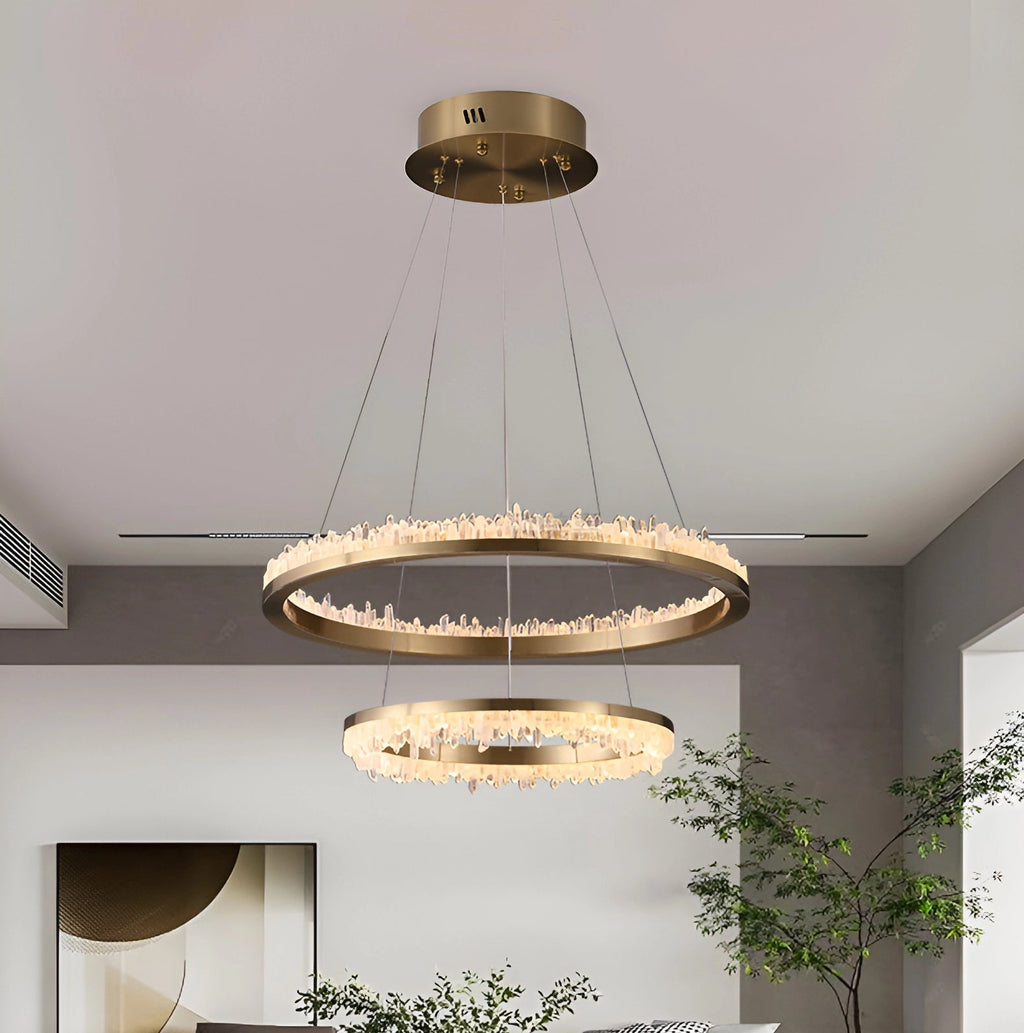 Minimalistic Crystal Quartz LED Chandelier
