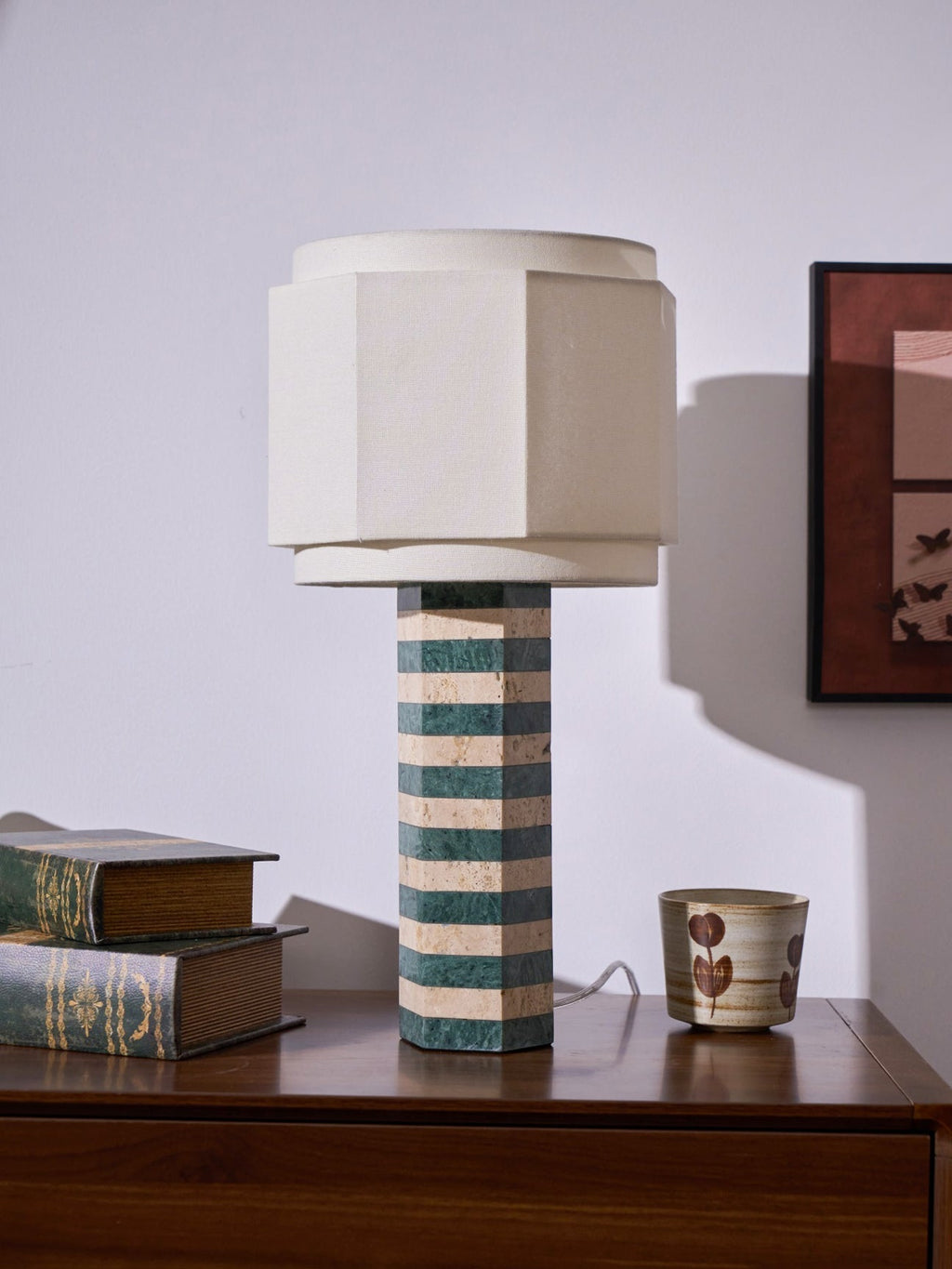 Modari Striped Stone Table Lamp