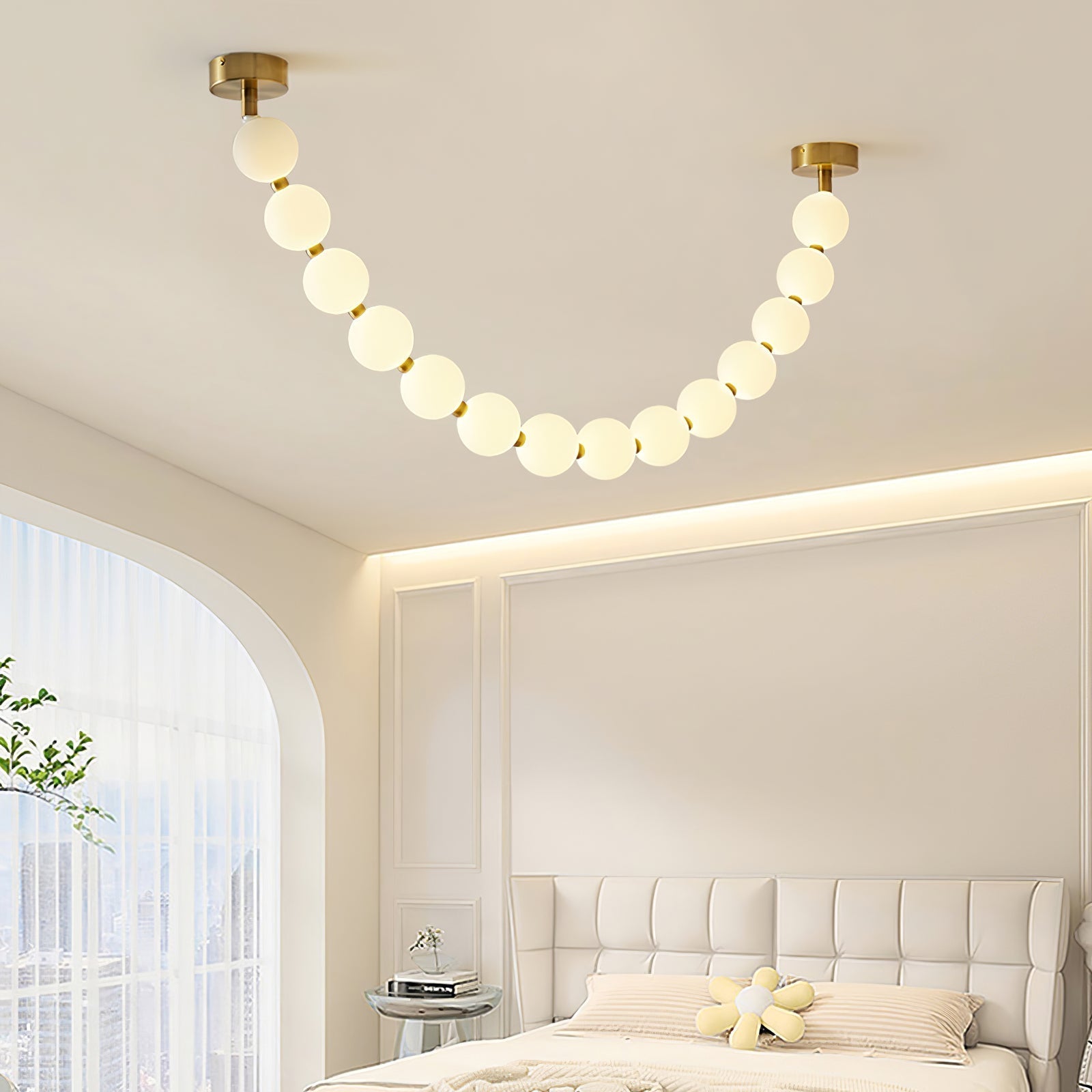 Pearl Glass Necklace Balls Chandelier