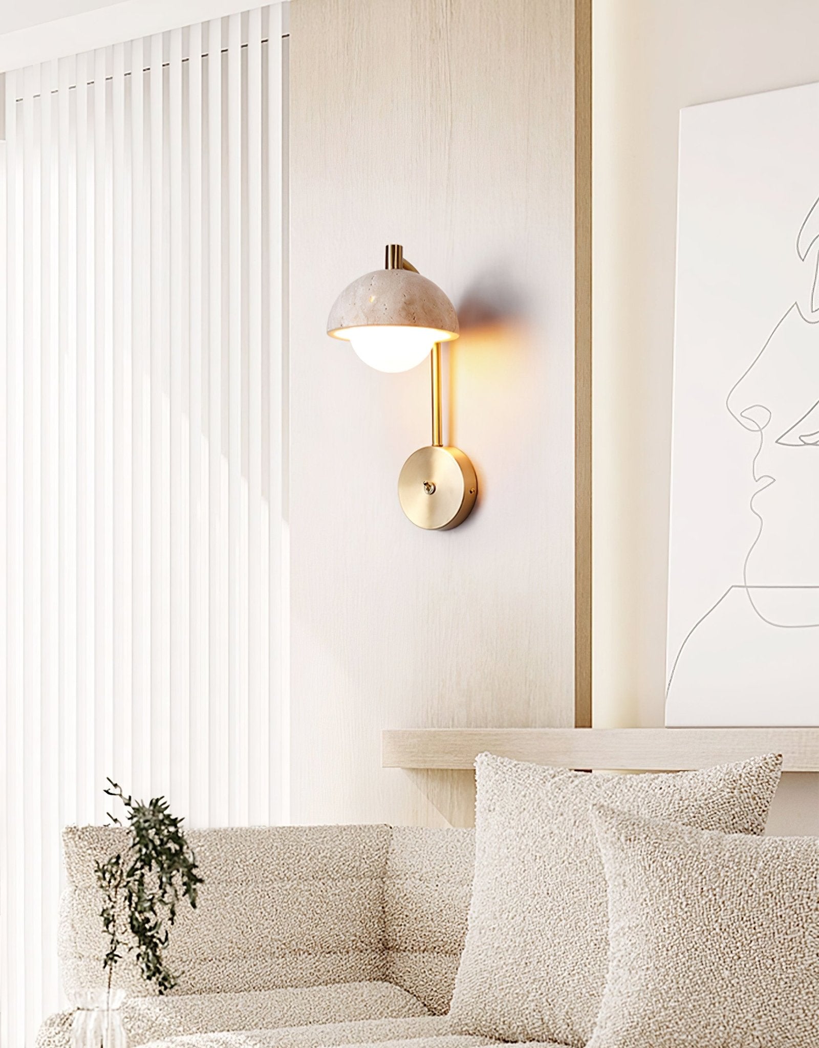 Vellum Travertine Wall Lamp