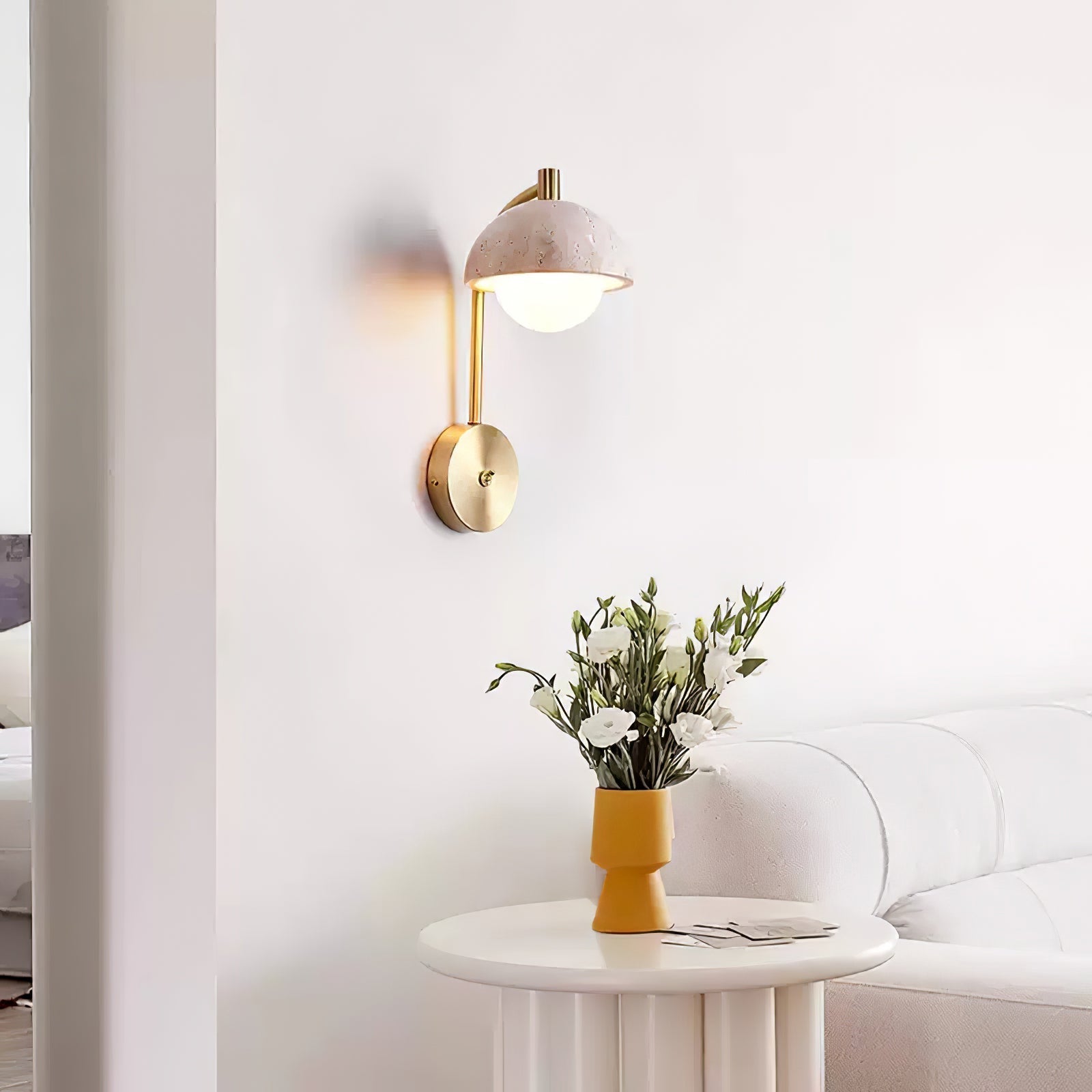 Vellum Travertine Wall Lamp